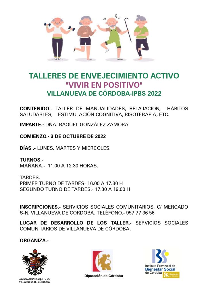 TALLERES DE ENVEJECIMIENTO ACTIVO EN VILLANUEVA DE CORDOBA "VIVIR EN POSITIVO"