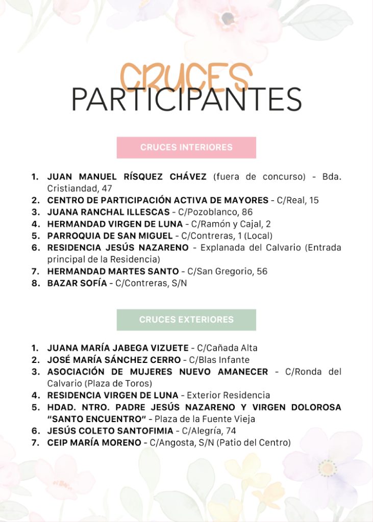 Listado de Cruces 2023