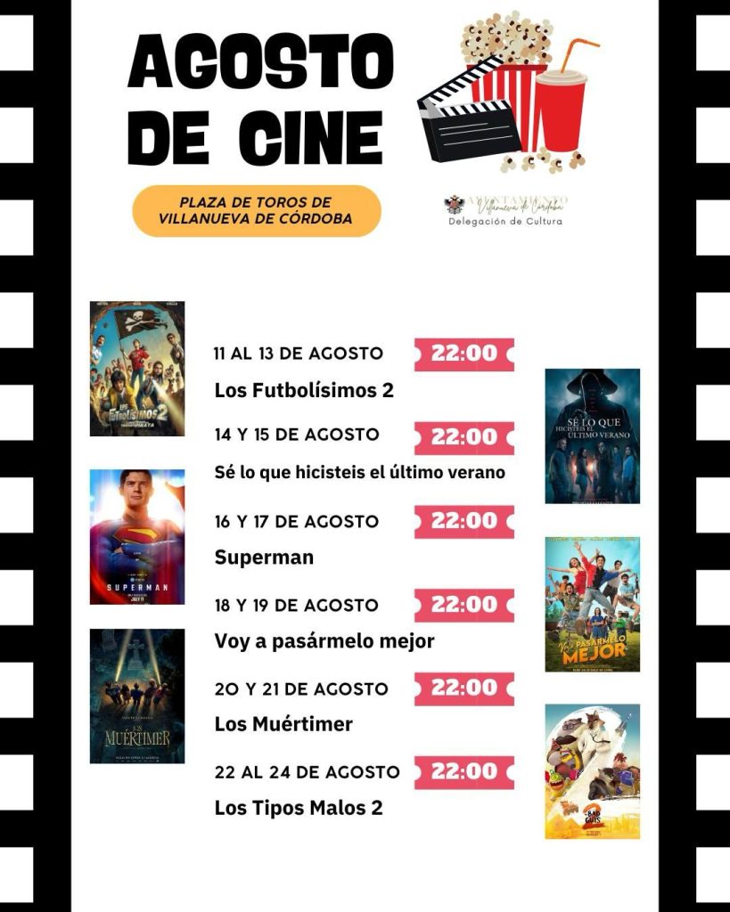 Cine de Verano - Plaza de Toros. 11 al 24 de agosto 2025 - 22:00 horas.